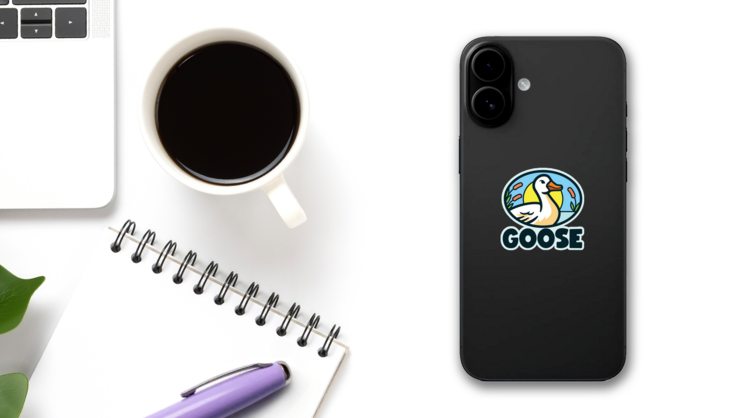 Goose Cartoon Lettering Sticker on a Phone (New) example