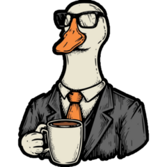 Goose Drinking Coffee Sticker