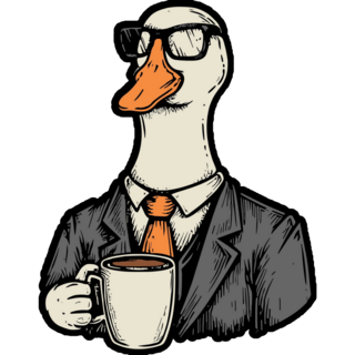 Goose Drinking Coffee Sticker