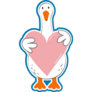 Goose Holds Heart Sticker