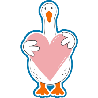 Goose Holds Heart Sticker