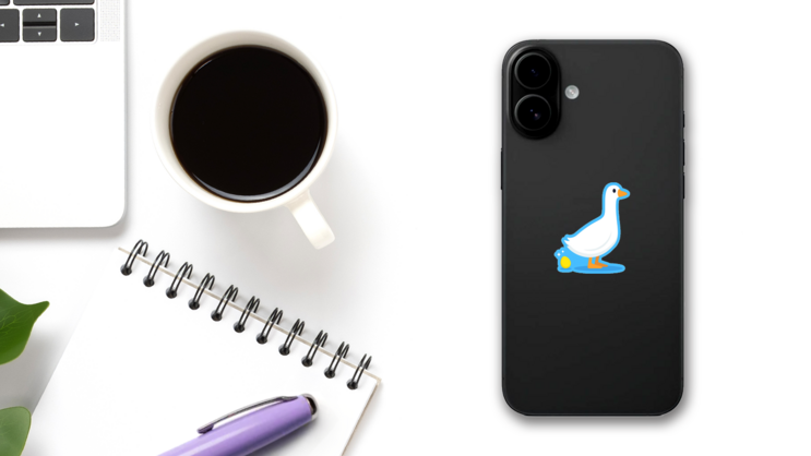 Goose Laying Golden Egg Sticker on a Phone (New) example