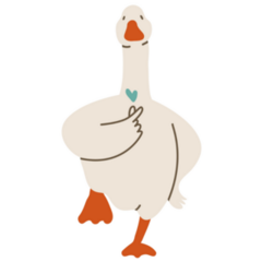 Goose With Blue Heart Sticker