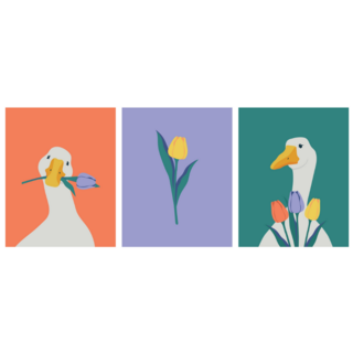 Goose With Tulips Sticker 