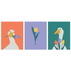 Goose With Tulips Sticker 