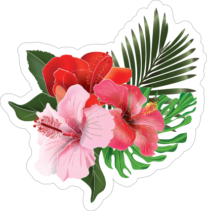 Gorgeous Hibiscus Flower Trio Sticker