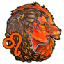 Gorgeous Leo Zodiac Woman & Lion In Orange Tones Sticker