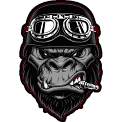 Gorilla Biker Mascot Sticker