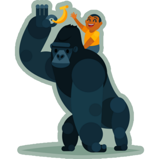 Gorilla Gives A Banana To The Boy Sticker