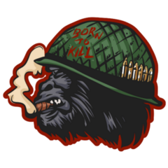 Gorilla Head Soldier Sticker