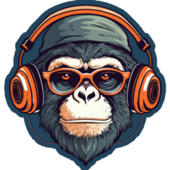 Gorilla Headphones Blue Sticker