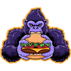 Gorilla Holding Burger Sticker