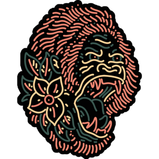 Gorilla Line Art Sticker