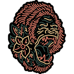 Gorilla Line Art Sticker