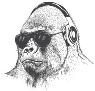Gorilla Music Fan Hand Drawn Sticker