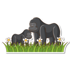 Gorillas In Flowers Sticker