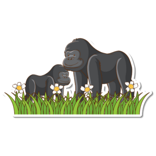 Gorillas In Flowers Sticker