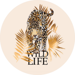 Graceful Cheetah And Gold Fan Palm, Wild Free Lettering Sticker