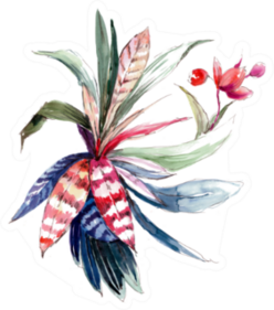 Graceful Flowers, The Leaves And Flowers Art Sticker