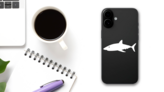 Graceful Shark Sticker on a Phone (New) example