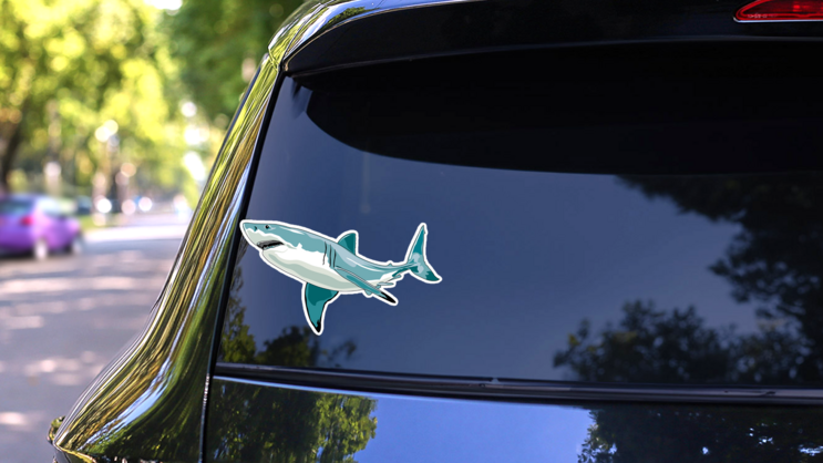 Graceful Swimming Shark Sticker on a Rear Car Window (New) example