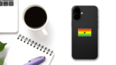 Gradient Ghana Flag Sticker on a Phone (New) example