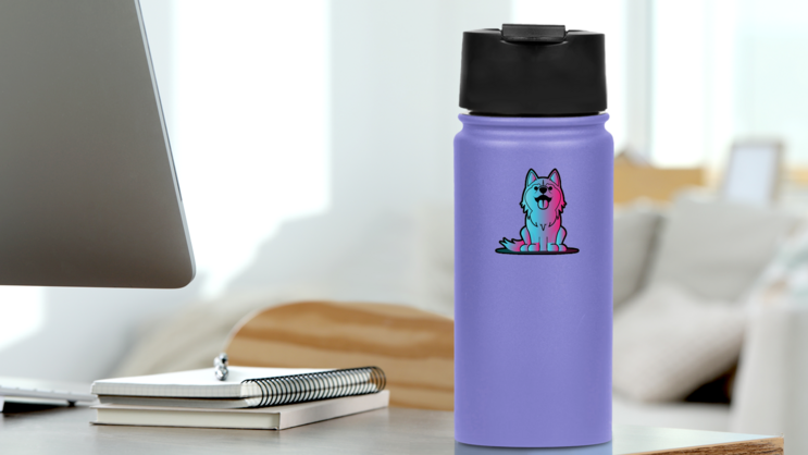Gradient Husky Sticker on a Water Bottle (New) example