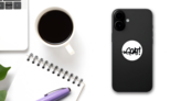 Graffiti Goat Abbreviation Sprayed In Black Sticker on a Phone (New) example