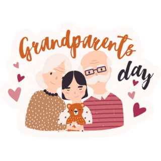 Grandfather And Grandmother Cuddling Grandparents Day Sticker