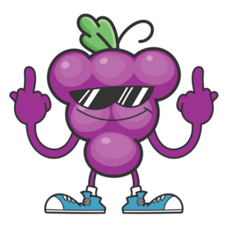 Grape Cartoon Middle Fingers Sticker