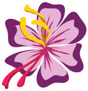 Graphic Cartoon Purple Hibiscus Sticker