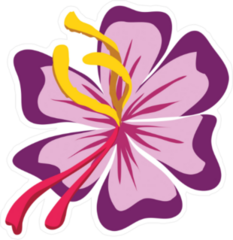 Graphic Cartoon Purple Hibiscus Sticker