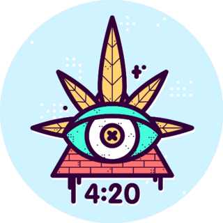 Graphic Line Art Style Weed Eye Leaf Triangle Sticker