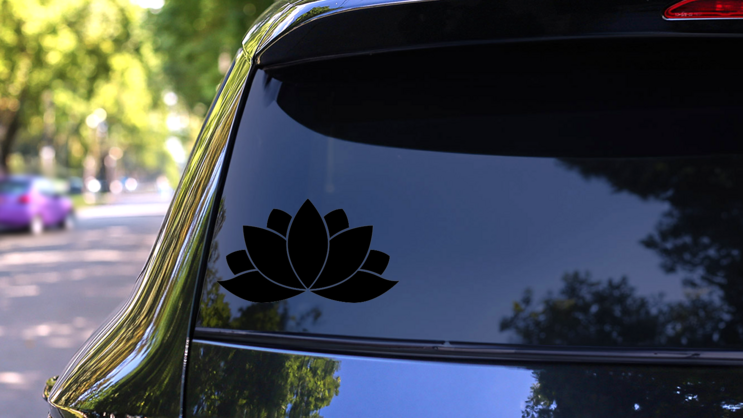 Graphic Lotus Flower Sticker on a Rear Car Window (New) example
