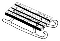 Graphic Sled Drawn By Hand In Doodle Sticker