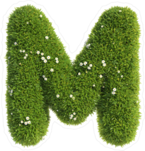 Grass and Flowers Font Letter M Sticker