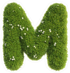 Grass and Flowers Font Letter M Sticker