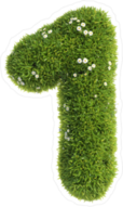 Grass and Flowers Font Number 1 Sticker