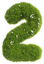 Grass and Flowers Font Number 2 Sticker