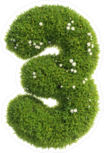 Grass and Flowers Font Number 3 Sticker
