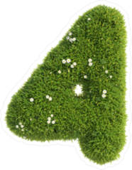 Grass and Flowers Font Number 4 Sticker