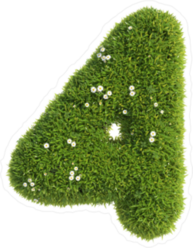 Grass and Flowers Font Number 4 Sticker