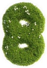 Grass and Flowers Font Number 8 Sticker