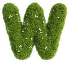 Grass Font Letter W Sticker