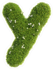 Grass Font Letter Y Sticker