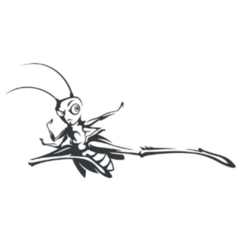 Grasshopper Character Doing Flying Kick Sticker 