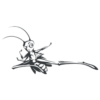 Grasshopper Character Doing Flying Kick Sticker 