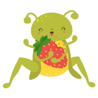 Grasshopper Eats Strawberries Picnic Sticker 