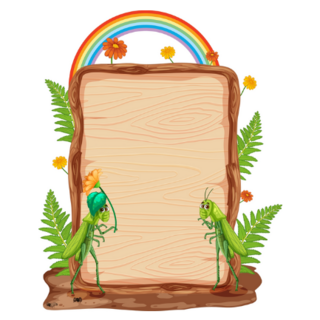 Grasshopper Insect With Wooden Frame Sticker 