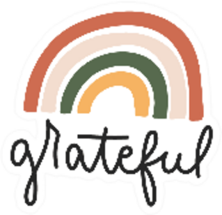 Grateful Lettering Card With Rainbow Illustration Sticker